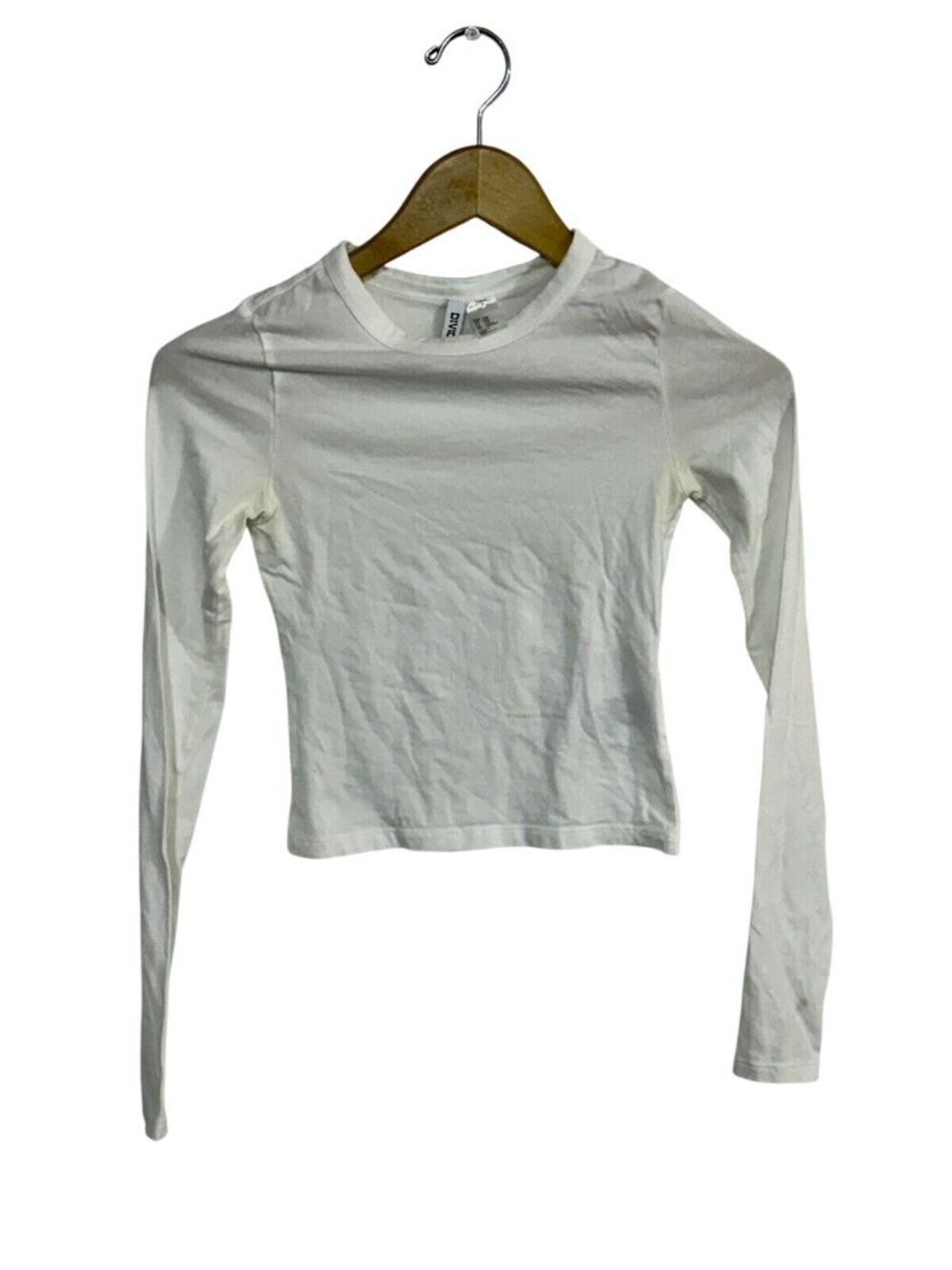 Divided By H&M - White Ribbed Girls Long Sleeve Shirt - Size XXS